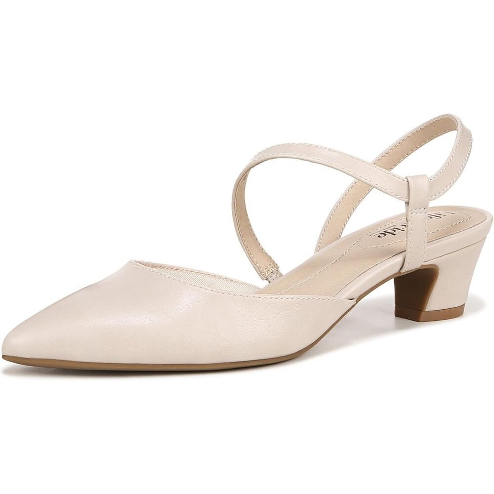 LifeStride Womens Almond Patent Polyurethane Pointed Closed Toe Minimalist Pump